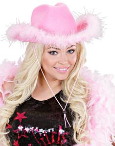 Rosa Cowboyhatt med Plyschkant