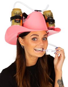 Rosa - Cowboy Drikkehatt med Klistremerker