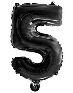 Talet 5 - Svart 41 cm Folieballong