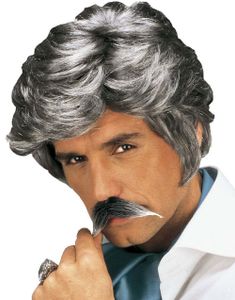 Casanovaperuk och Mustasch - Grå