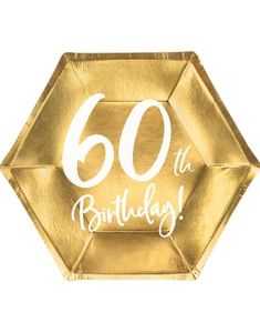 6 st Guldfärgade Hexagonala 60-års tallrikar 20 cm