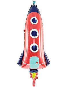 Röd rymdskeppsfolieballong 44x115 cm