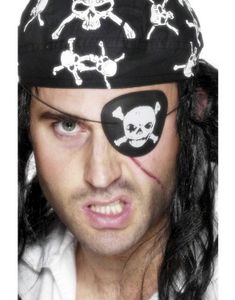 Svart Piratlapp med Dödskalle (Maskeradtillbehör)