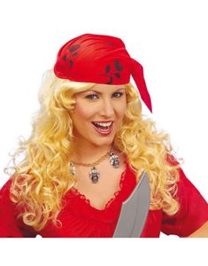 Piratperuk med Huvudscarf och Lockar - Blond