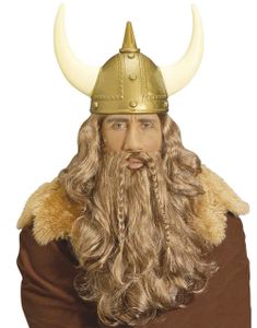 Viking – Lång Rödbrun Peruk, Skägg och mustasch