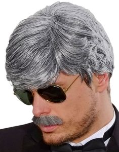 Gråsvart George Deluxe Peruk - Kan Stylas!