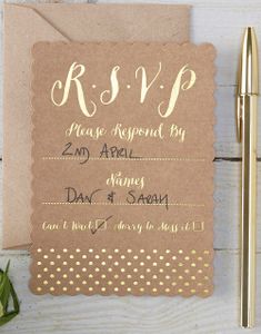 10 st Bruna RSVP Kort med Folierade Guldprickar - Vintage with Gold