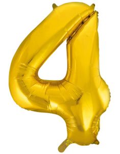 Talet 4 - Guldfärgad JUMBO Folieballong 86 cm