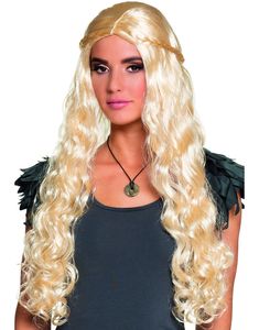 Blond Lång Peruk med Vågor och Flätor