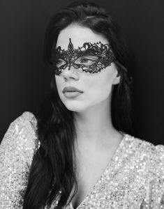 Elegant Svart Maskerade Maske i Blonder 20 x 7 cm