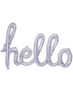 HELLO - Silverfärgad Holografisk Folieballong 72x45 cm