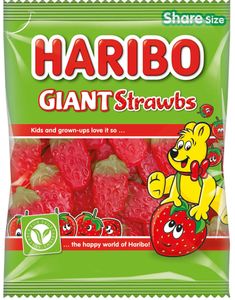 Haribo Giant Strawbs - Jordbær Vingummi 140 gram 