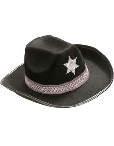 Svart Sheriffhatt med Stjärna och Bård