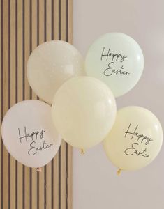 5 stk 30 cm Pastellfargede Påskeballonger - Hey Bunny