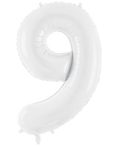 Tallet 9 - Hvit JUMBO Folieballong 86 cm