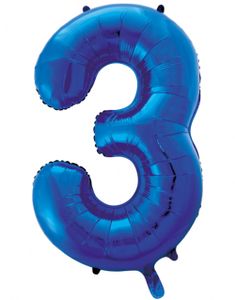 Talet 3 - Kungsblå JUMBO Folieballong 86 cm