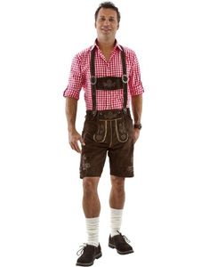 Autentisk Brun Kort Lederhosen i 100% Kvalitetskinn