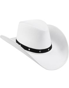 Hvit Cowboyhatt med Svart Band och Nitar