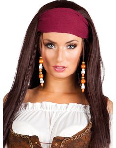 Piratperuk med Pannband och Pärlor