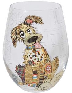 Bug Art - Hvit Fotløst Murphy Mutt Hund - Vinglass/Ginglass/Stemless