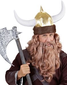 Vikinghatt med pälskant och horn.