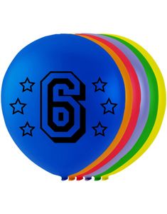 6 tal - 8 stk Flerfärgade Ballonger 26 cm