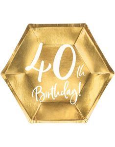 6 st Guldfärgade Hexagonala 40-års tallrikar 20 cm