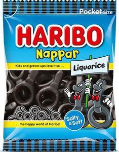 Haribo Salta Nappar - Lakritsnappar 80 gram