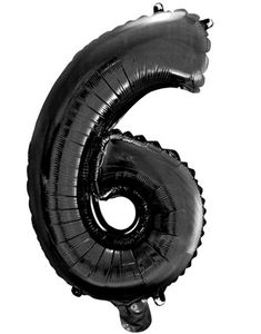 Talet 6 - Svart 41 cm Folieballong