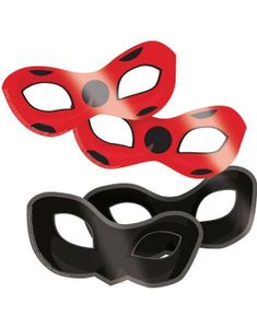 8 stk Miraculous Øyemaske - Rød og Svart