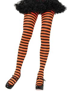 Randig Svart och Orange Strumpbyxa
