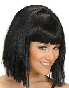 Peruk med Lugg och Rak Klippning - Svart