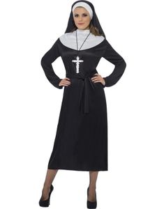 Nunnekostym med Klänning och Huvudpynt