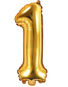 Talet 1 - Guldfärgad 35 cm Folieballong