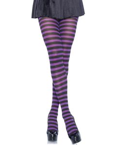 Randig Svart och Lila Strumpbyxa