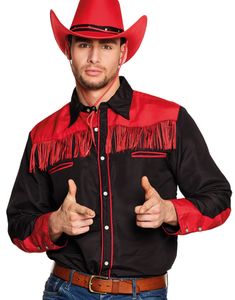 Svart och Röd Western Maskeradskjorta för Män