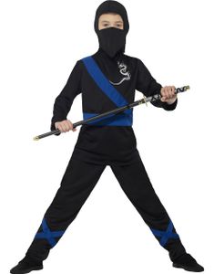 Svart och Blå Smygande Ninjakostym till Barn