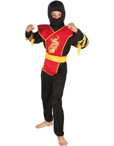 Svart och Röd Ninjadräkt för Barn