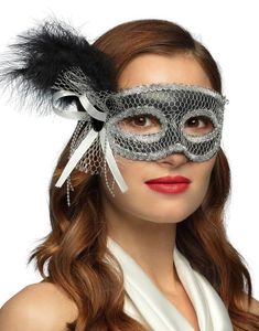 Venezia - Flapper Øyemaske med Sølv Detaljer