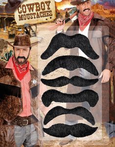 6 stk Cowboy Lösmustascher
