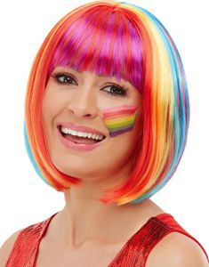 Regnbågsfärgad Peruk med Bobfrisyr