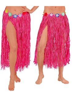 Rosa Stretchkjol Med Blommigt Bälte 80 cm