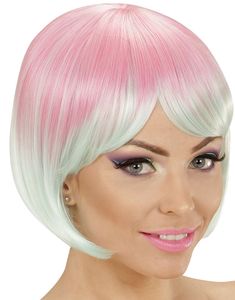 Rosa och Turkos Deluxe Bob Peruk - Kan Stylas!