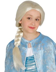 Blond Elsa Inspirerad Barnperuk med Fläta