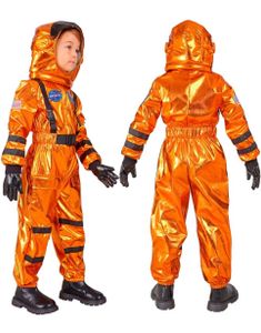 Orange Unisex Astronautkostyme til Barn