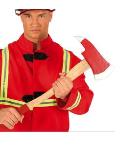 Röd yxa för brandman - 60 cm Kostymtillbehör