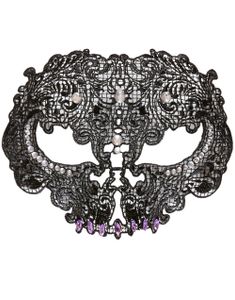 Svart Virkad Day of the Dead Ögonmask med Stenar