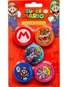 5 stk Viskelær - Super Mario