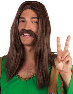 Mörk Brun Hippie Lösmustasch