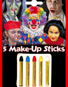 Fem St Färgstift – Röd/Blå/Gul/Svart/Vit